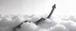 © Elfaa - Ascending arrow emerging from clouds, monochromatic tones, dynamic concept, copy space
