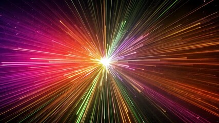 Wall Mural - a bright explosion of light, radiating in colorful lines against a dark background