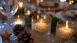 © Bnetto - Traditional Advent wreath with lit candles, evergreen branches and Christmas decorations