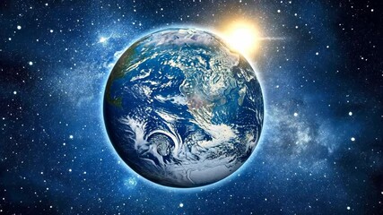 Wall Mural - A view of Earth from space with the sun shining brightly in the background