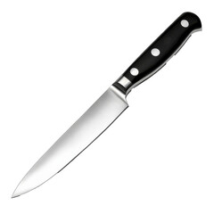 Black handled chefs knife, steel blade