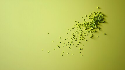 Wall Mural -   A cluster of minute green items against a mild green backdrop, providing room for insertion of text or graphics onto a card or brochure