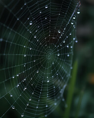 spider web with dew drops.