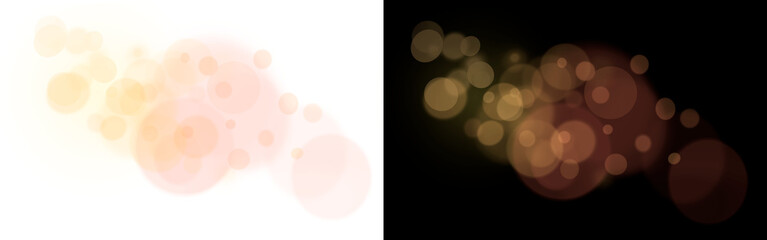 festive abstract effect of golden and red bokeh on a transparent and black background, festive decoration postcard, poster, greeting	