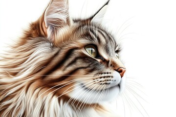 Sticker - Close-up of a feline's face with long hair, suitable for use in articles about pets or as a decorative element