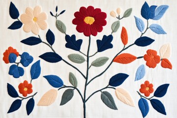 Sticker - Intricate Scandinavian floral embroidery featuring colorful flowers and leaves with a folk design aesthetic