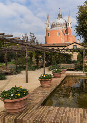 Wall Mural - Detail of a garden and detail of the church of Redentore in Venice, Italy