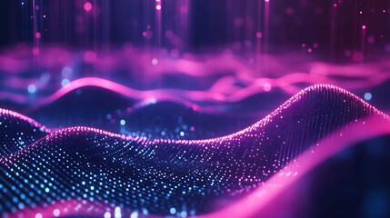 Poster - Abstract background with equalizer effect, neon lights, sound waves
