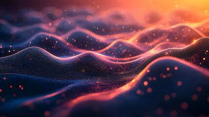 Poster - Abstract data points merging with a floating cloud, representing the cloud computing concept and the seamless interaction between data storage, processing, and virtualized resources