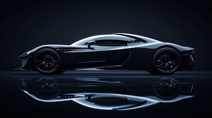 Aufkleber - Generic and unbranded modern sport car on a dark background