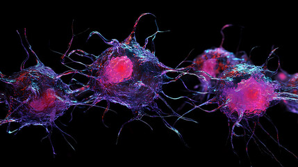Fototapete - Group of isolated cancer cells created by