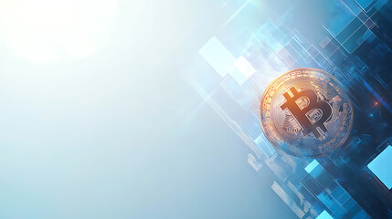 Aufkleber - bitcoin market and cryptocurrency concepts on an abstract blue-gray background