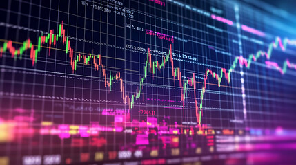 Leinwandbilder - Screen with stock market index charts and diagrams