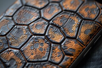 Canvas Print - Close-Up of a Textured Leather Surface with Hexagonal Patterns