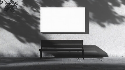 Poster - White mockup billboard in front of a bench