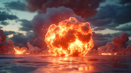 Wall Mural - vertical video, animation of fire ball explosion