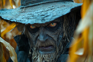 Wall Mural - a possessed scarecrow that comes to life and stalks the cornfields at night creates a rural hallowee
