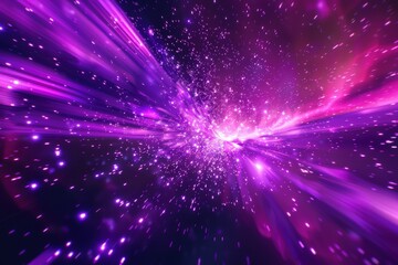 Wall Mural - Abstract Purple and Pink Space Background with Streaks of Light and Stars