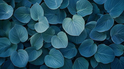 Poster - A captivating photo showcasing a background of lush leaves, embodying aesthetic minimalism, The wallpaper features a palette of dark sage colors, offering a serene and sophisticated vibe