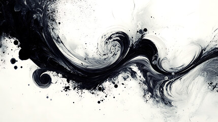 Poster - Abstract background with black and white swirls of paint