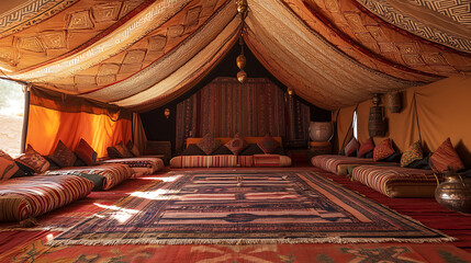 Aufkleber - Arabian traditional tent showcasing Arab heritage fund in Saudi Arabia Desert