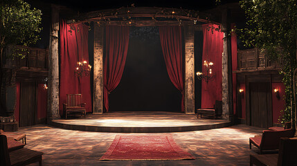 Aufkleber - A dramatic theater stage set for a modern adaptation of a Shakespeare play