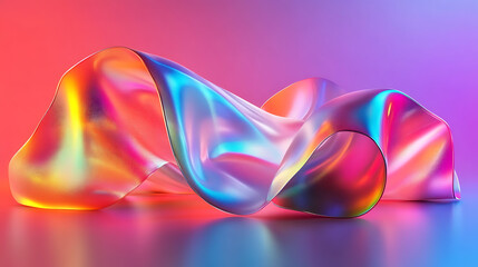 Leinwandbilder - Abstract fluid iridescent holographic neon curved wave in motion colorful background 3d render, Gradient design element for backgrounds, banners, wallpapers, posters and covers