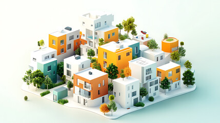 Aufkleber - An illustrative concept of the housing market, showcasing residential real estate development, property investment growth, and the upward trend in housing sales and prices