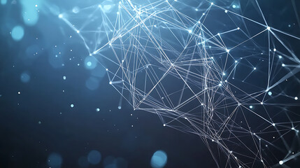 Aufkleber - Cyber security concept, Lock symbol from lines and triangles, point connecting network on blue background, Illustration vector