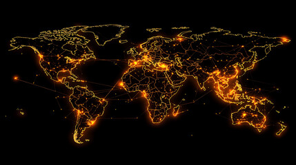 Leinwandbilder - Global network connection, Big data analytics and business concept, world map point and line composition concept of global business, digital connection technology, e-commerce, social network