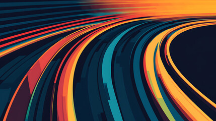 Poster - Railway train track vector route, Rail pattern round circular curve railroad path icon