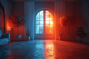 Wall Mural - a brightly lit room filled with celebration juxtaposed with a dark, quiet corner shows the duality o