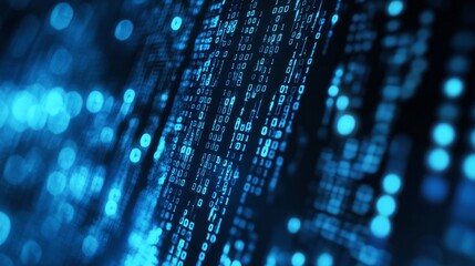 Binary code falling as an abstract tech wallpaper.
