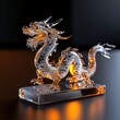 © nattapon - A beautifully crafted crystal dragon figurine showcases intricate details and a warm glow, perfect for home decor, gift items, or cultural symbolism in promotions,