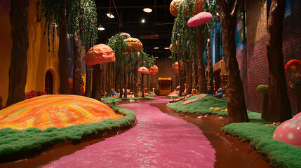 Aufkleber - Whimsical chocolate factory tour, rivers of chocolate and candy trees capturing imaginations