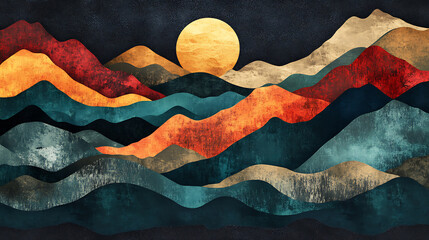 Fototapete - an abstract image of mountains on dark background