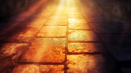Leinwandbilder - floor path background with a light beam coming through the floor