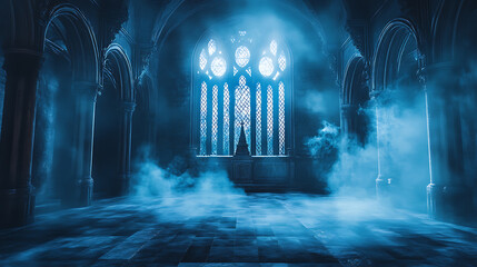 Aufkleber - haunted castle interior on creepy spooky night
