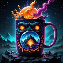 Wall Mural - halloween scene cup