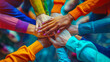 © Bartek - Creative Teamwork Hand Stack Representing Corporate Unity and Collaboration for Successful Team Projects and Collective Achievement in a Vibrant Work Environment