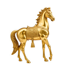 Golden horse statue isolated on white background