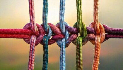 Team rope diverse strength connect partnership together teamwork unity communicate support. 