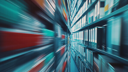 Aufkleber - Blurred office shelves with binders and files, business, blurred