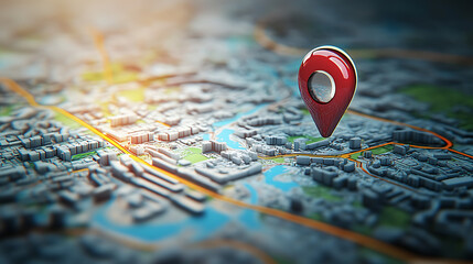 Leinwandbilder - Concept of geofencing, featuring a digital map with virtual boundaries, a location pin, and a mobile device showcasing a geofencing app