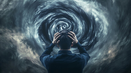 Aufkleber - An illustrative concept representing Attention Deficit Hyperactivity Disorder (ADHD) Swirling thoughts, indicating hyperactivity, impulsivity, and inattention