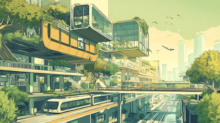 Leinwandbilder - An intricate drawing depicts a sustainable project, showcasing eco-friendly design principles and innovative green solutions