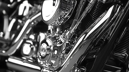 Poster - Close up view of a shiny motorcycle engine