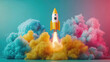 © Elfis - Colorful Rocket Launch with Vibrant Smoke Clouds