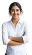 © Rawpixel.com - PNG An indian woman smile and cross the arms over the chest wearing shirt over white t-shirt portrait professional photography.