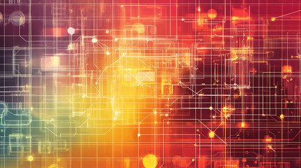 Aufkleber - an electro engineering background with grid lines and electronics symbols